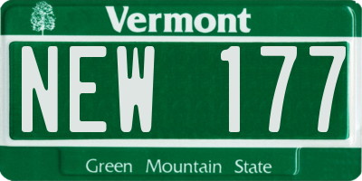 VT license plate NEW177