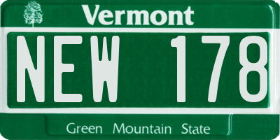 VT license plate NEW178