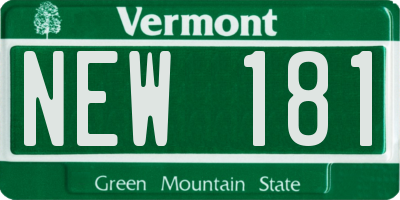 VT license plate NEW181