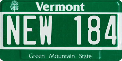 VT license plate NEW184