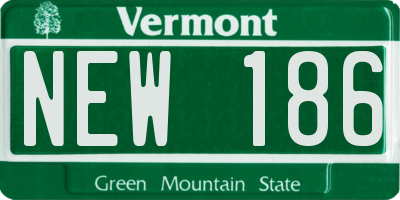 VT license plate NEW186