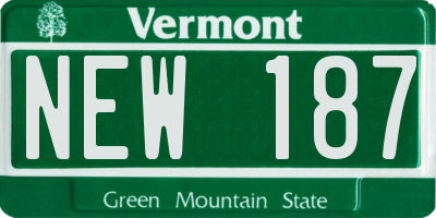 VT license plate NEW187