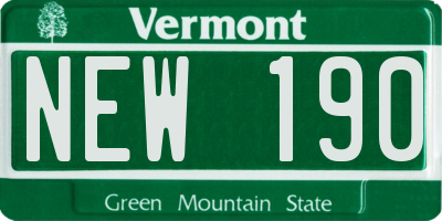 VT license plate NEW190