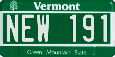 VT license plate NEW191