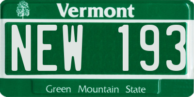 VT license plate NEW193
