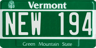 VT license plate NEW194