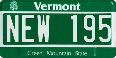 VT license plate NEW195