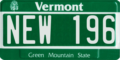 VT license plate NEW196