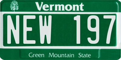 VT license plate NEW197
