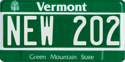 VT license plate NEW202