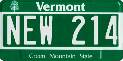 VT license plate NEW214