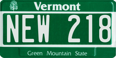 VT license plate NEW218