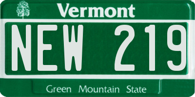 VT license plate NEW219