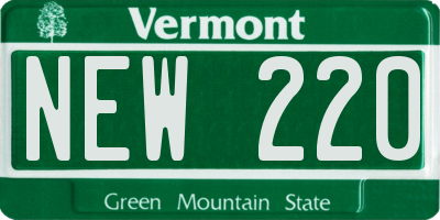 VT license plate NEW220