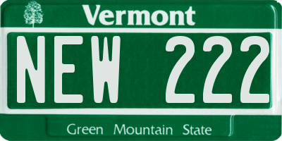 VT license plate NEW222