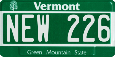 VT license plate NEW226