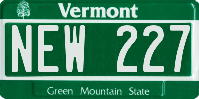 VT license plate NEW227