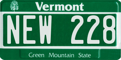 VT license plate NEW228