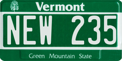VT license plate NEW235