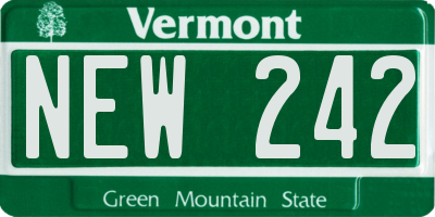 VT license plate NEW242