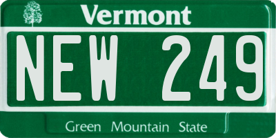 VT license plate NEW249