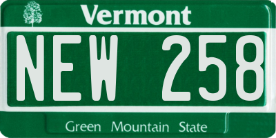 VT license plate NEW258