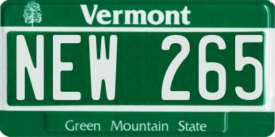 VT license plate NEW265