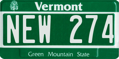 VT license plate NEW274