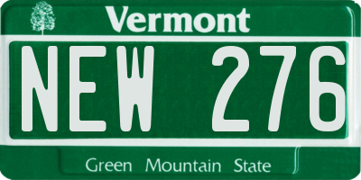 VT license plate NEW276