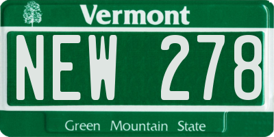 VT license plate NEW278