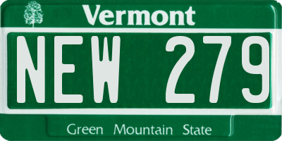 VT license plate NEW279