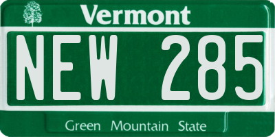 VT license plate NEW285