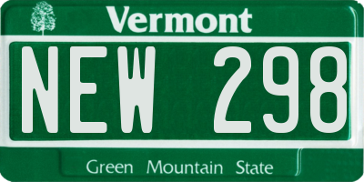 VT license plate NEW298