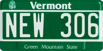 VT license plate NEW306
