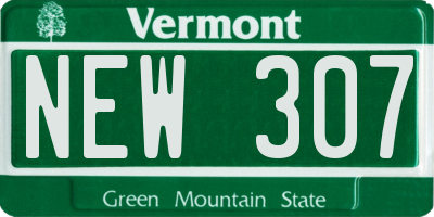 VT license plate NEW307