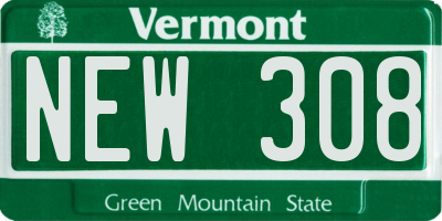 VT license plate NEW308