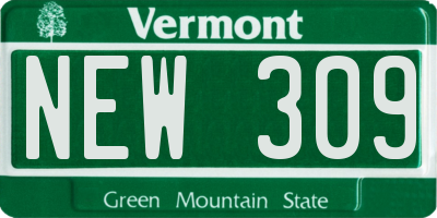 VT license plate NEW309