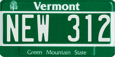 VT license plate NEW312