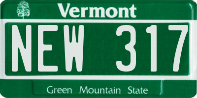 VT license plate NEW317