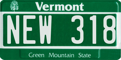 VT license plate NEW318