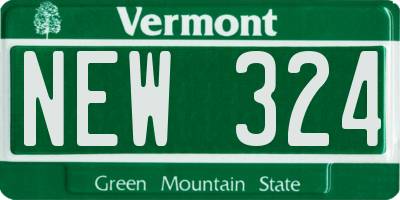 VT license plate NEW324