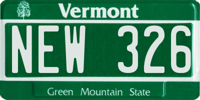 VT license plate NEW326