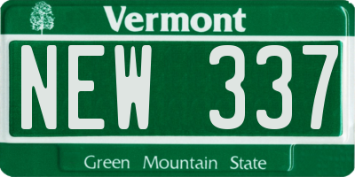 VT license plate NEW337