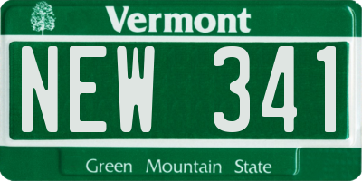 VT license plate NEW341