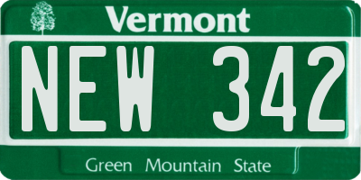 VT license plate NEW342