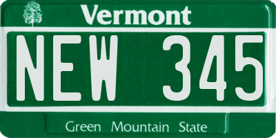 VT license plate NEW345