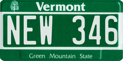 VT license plate NEW346