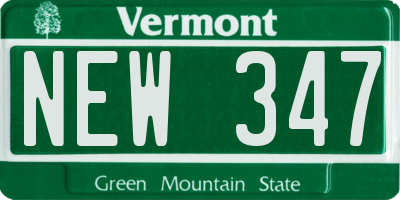 VT license plate NEW347