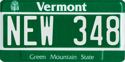 VT license plate NEW348