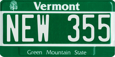 VT license plate NEW355